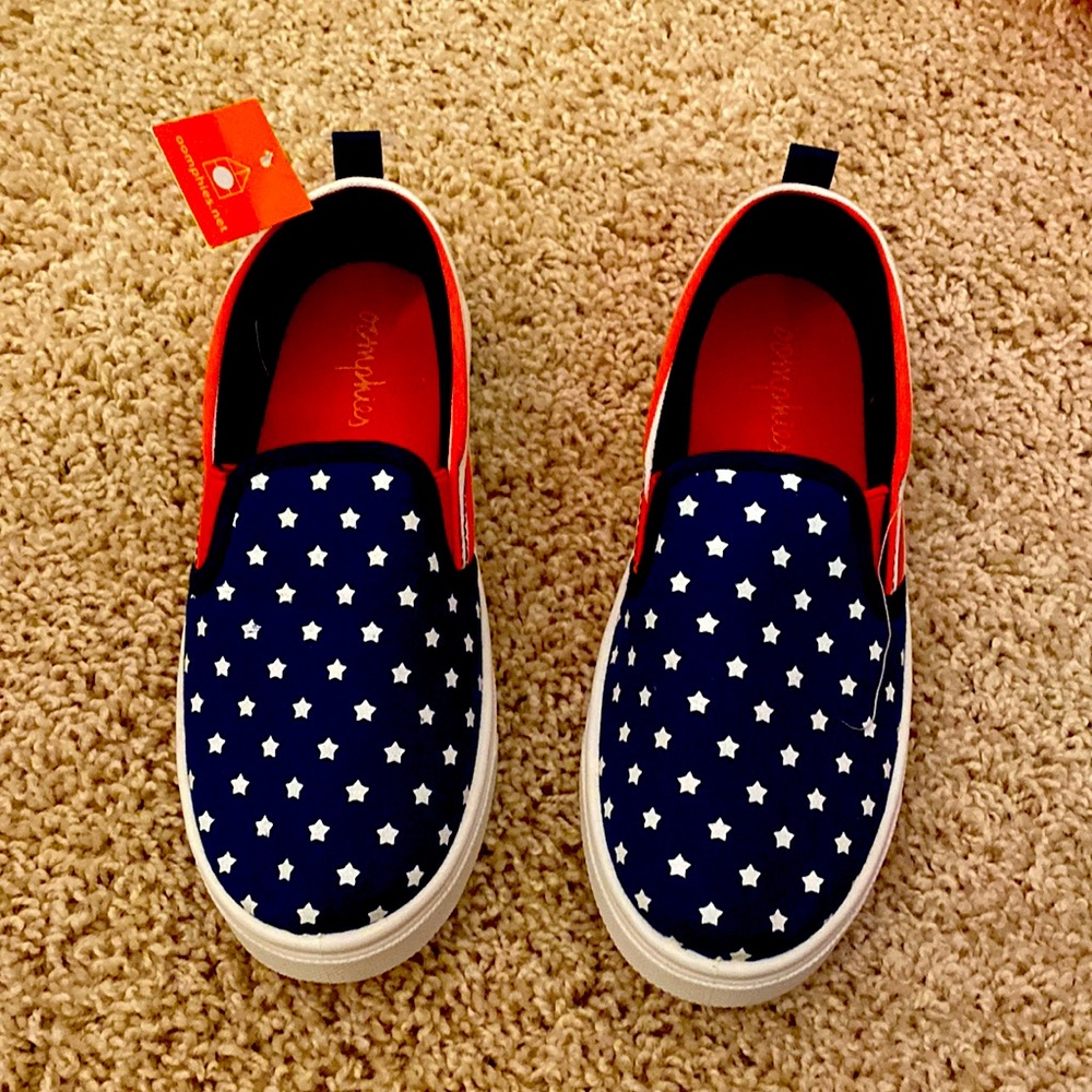 Oomphies Kid’s Red White and Blue Sneakers